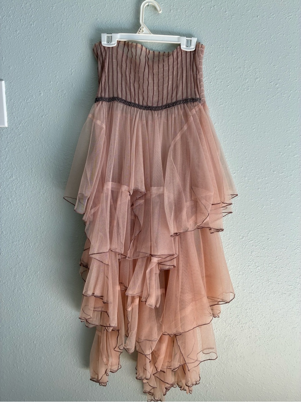 Free People sheer gusset tulle dress in dusty pink